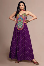 Purple Art Silk Co-Ord Set Adorned with Intricate Embroidery and Handwork - purple silk saree embroidery