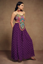 Purple Art Silk Co-Ord Set Adorned with Intricate Embroidery and Handwork - purple silk saree embroidery