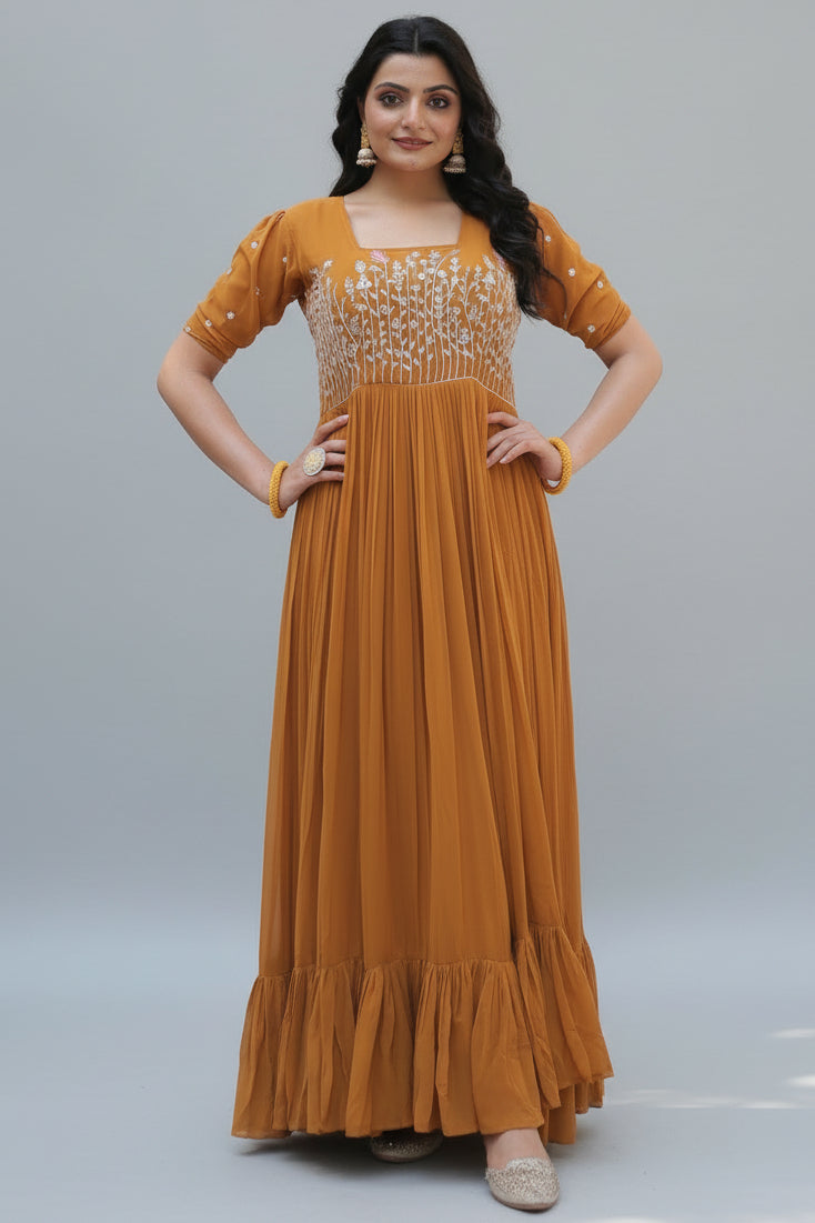 Georgette Embroidered Anarkali Kurti