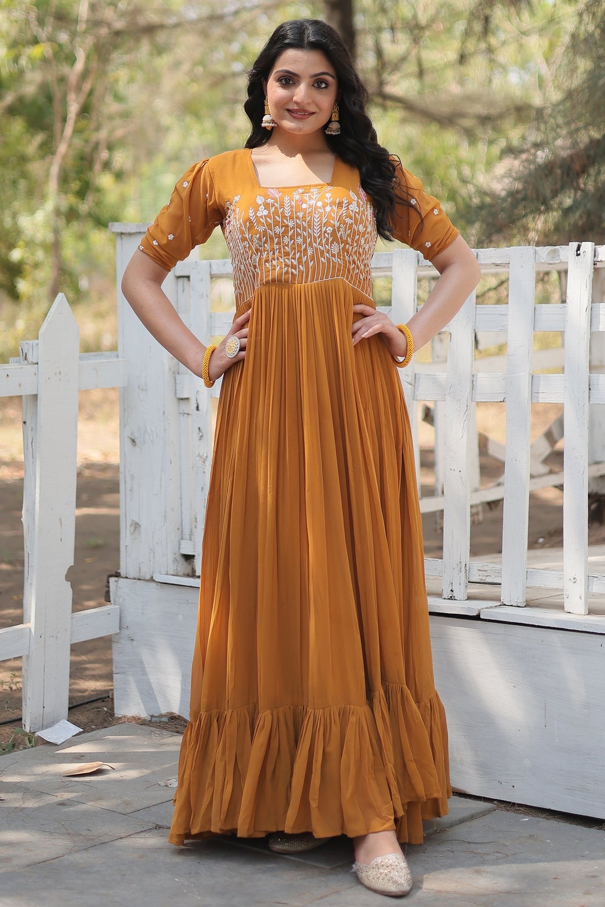 Georgette Embroidered Anarkali Kurti
