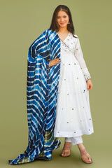 Off White Cotton Embroidered Anarkali Kurti Set