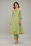 Light Green Organza Cutdana and Bead Worked Kurti with Pant - green organza saree