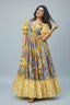 Mustard Rayon Printed Maxi Dress - mustard rayon saree