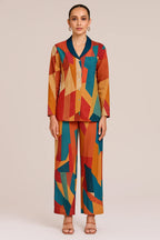 Multi Colored Printed Co-Ord Set in Crepe - red crepe saree