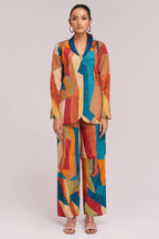 Multi Colored Printed Co-Ord Set in Crepe - red crepe saree