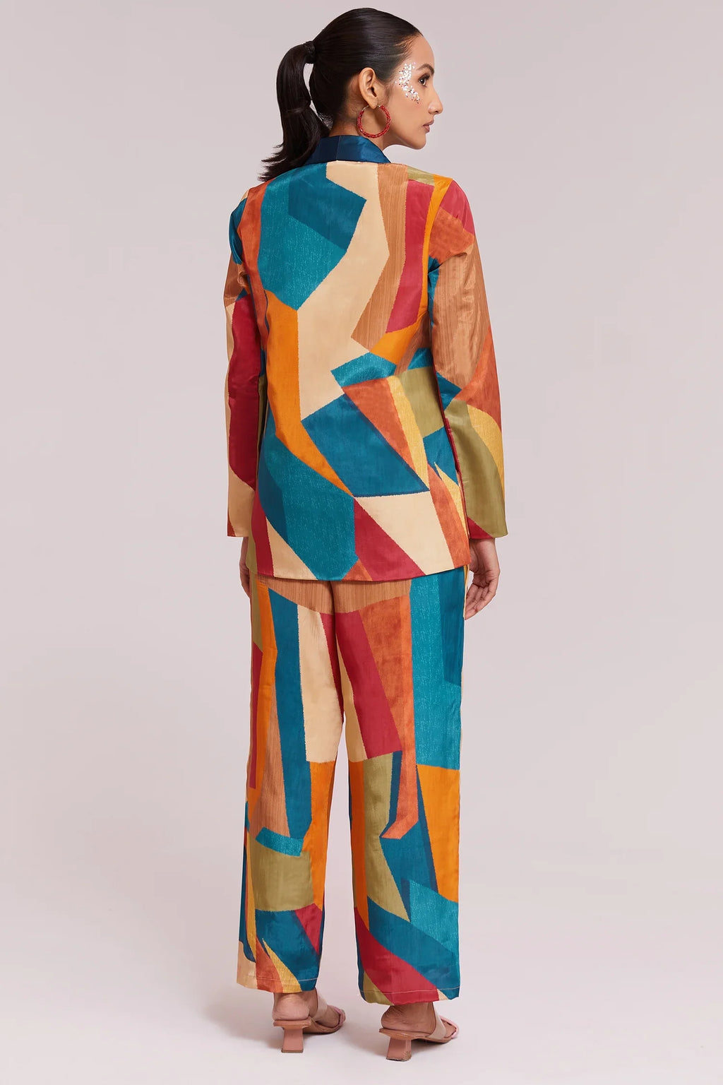 Multi Colored Printed Co-Ord Set in Crepe - red crepe saree