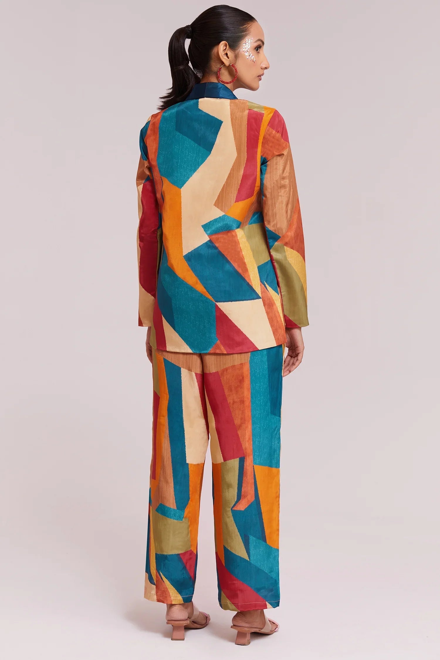 Multi Colored Printed Co-Ord Set in Crepe - red crepe saree