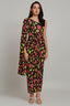 Black Chinon Silk One Sided Cape Style Printed Dress - black silk saree