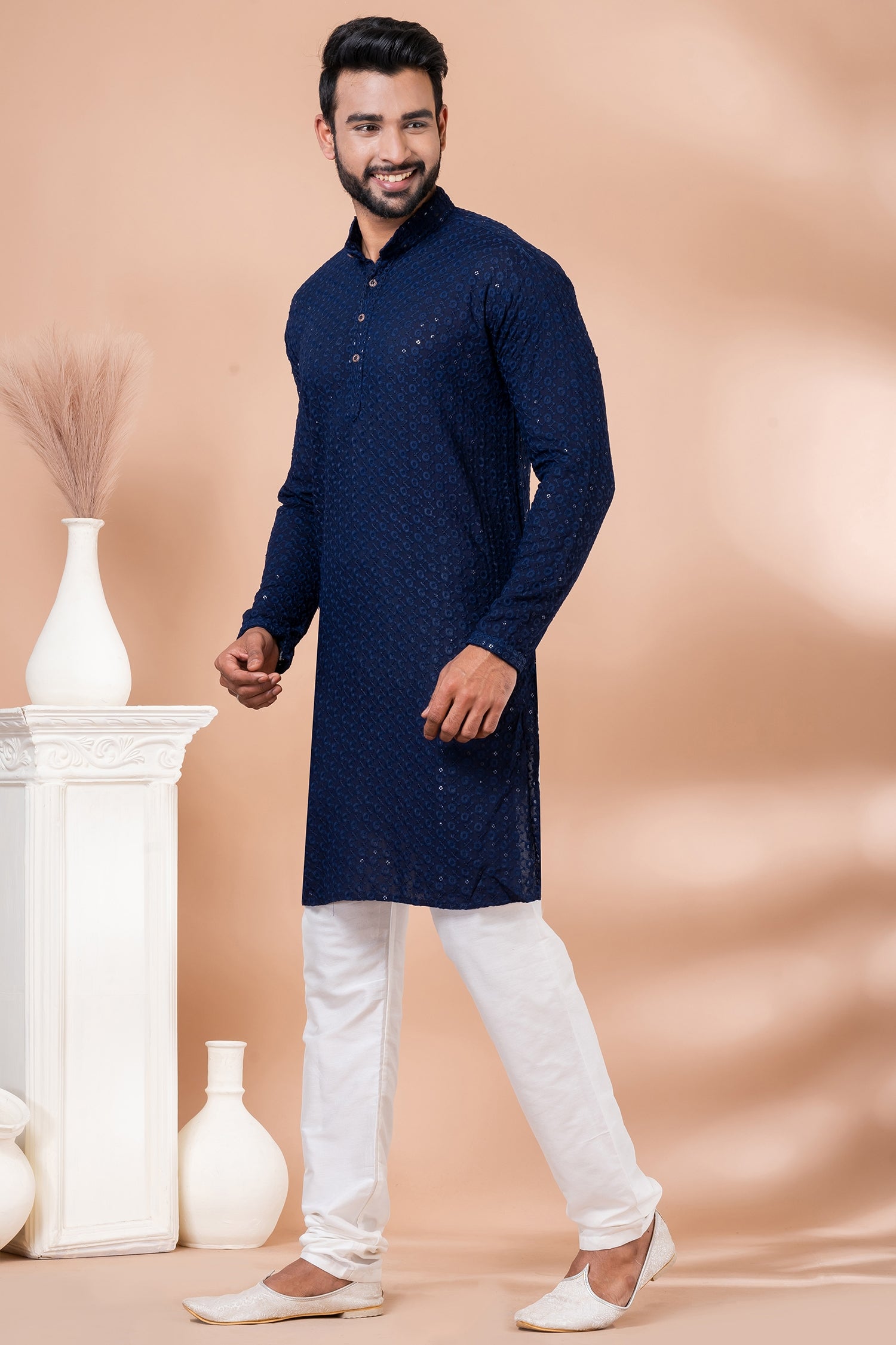Sequin Embroidered Kurta Pajama