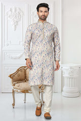 Cotton Digital Printed Kurta Pajama with Thread Pintex Work