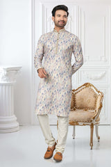 Cotton Digital Printed Kurta Pajama with Thread Pintex Work