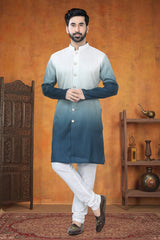 Blue Ombre Art Silk Kurta Pajama