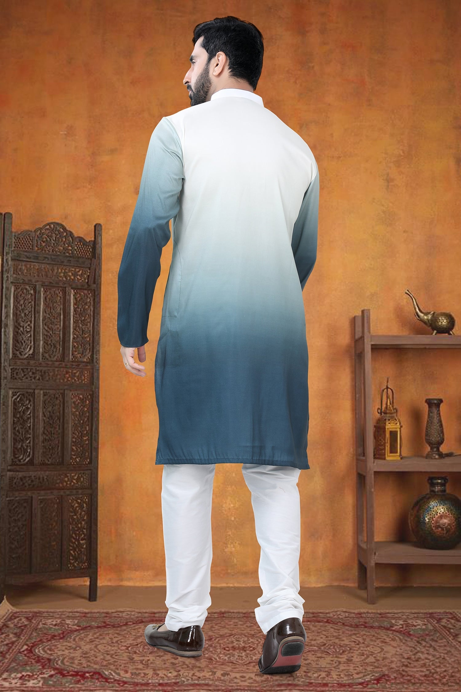 Blue Ombre Art Silk Kurta Pajama