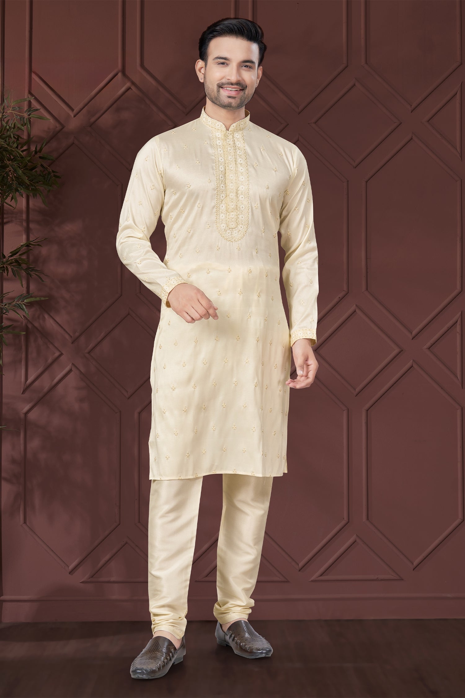 Art Silk Sequin Embroidered Kurta Pajama