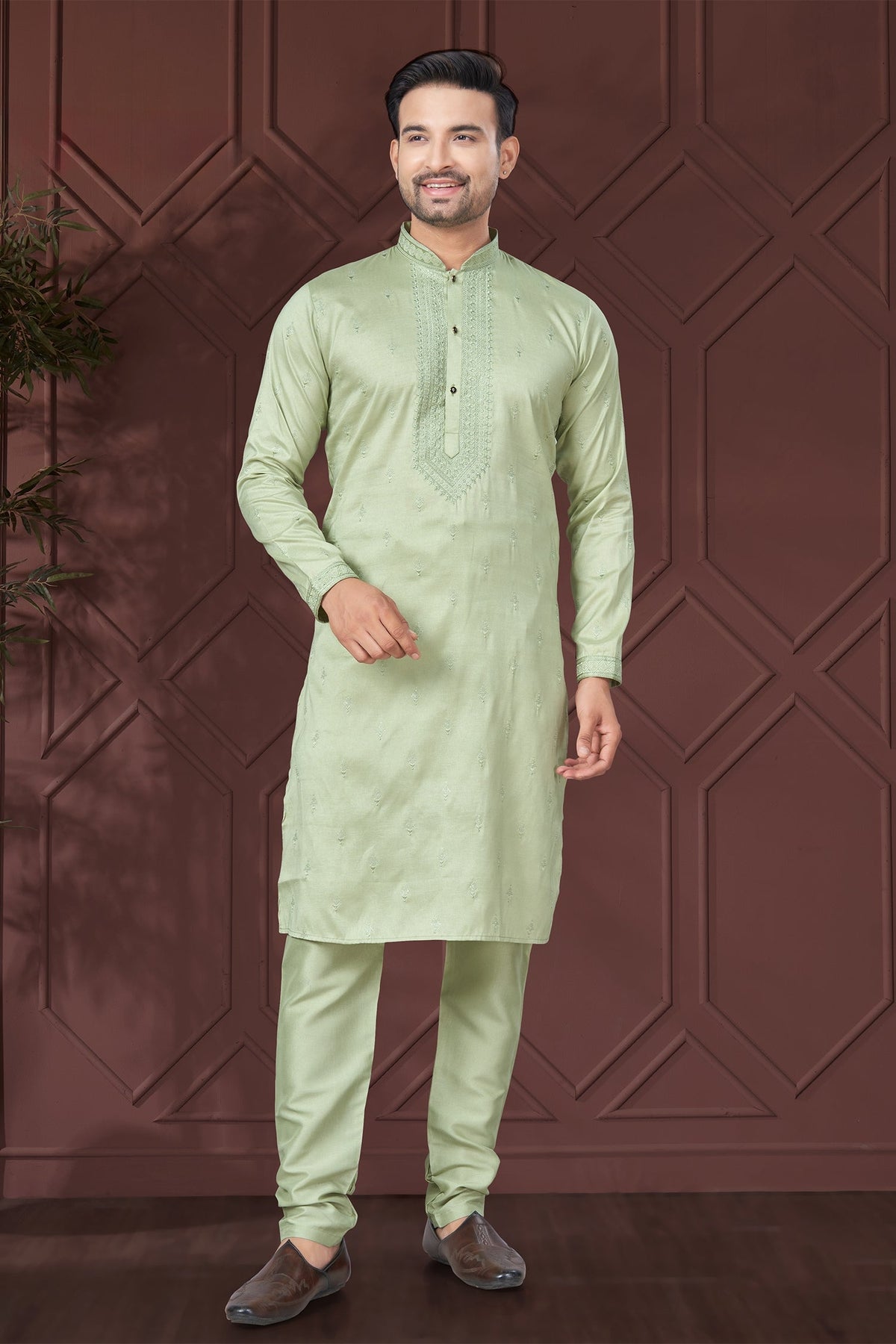 Art Silk Sequin Embroidered Kurta Pajama
