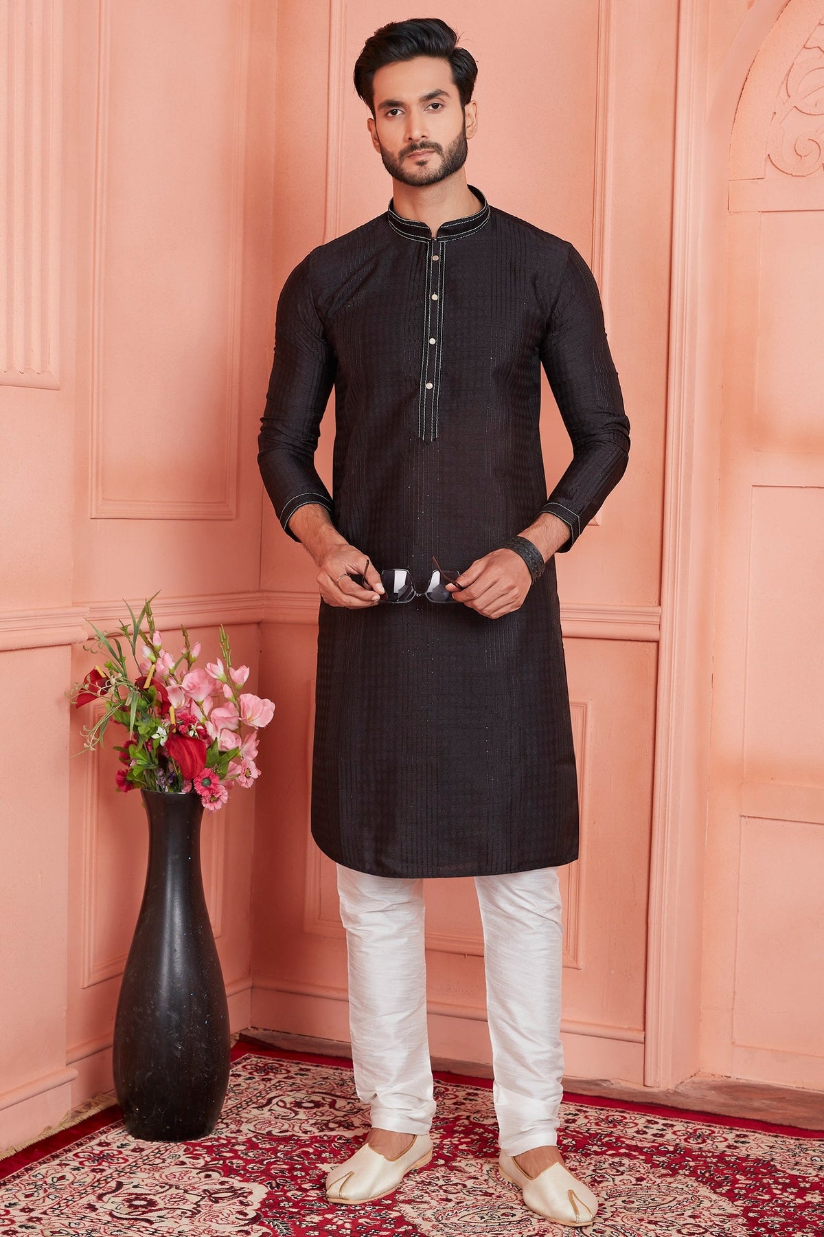 Brocade Jacquard Silk Kurta Pajama