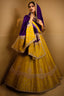Yellow Raw Silk Designer Handworked Lehenga with Crew Neck Blouse