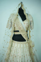 Off White Raw Silk Heavy Worked Bridal Lehenga
