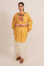 Yellow Silk Intricate Thread Embroidery Kaftan Style Top - yellow silk saree embroidery