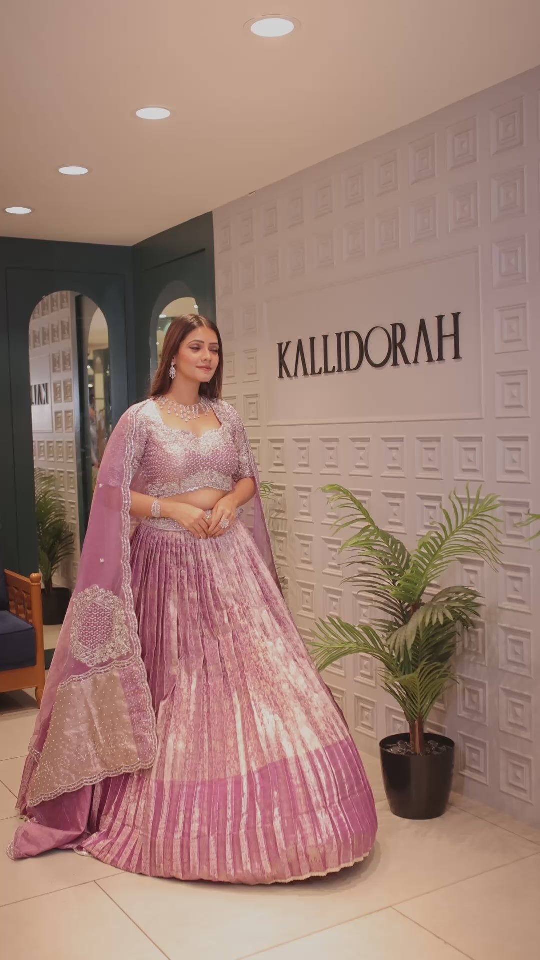 Dusty Mauve Tissue Pleated Lehenga - saree