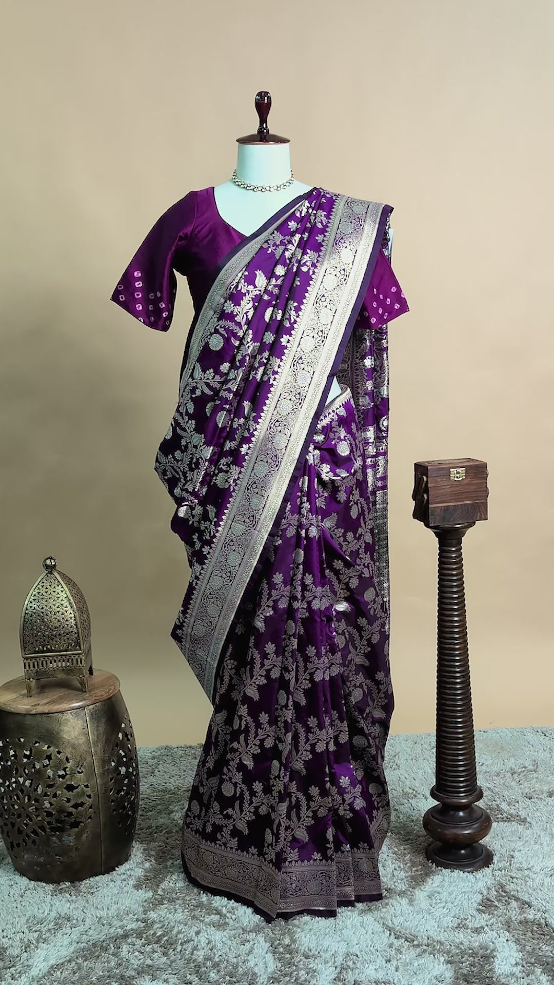 Purple Art Silk Woven Jaal Saree - purple silk saree