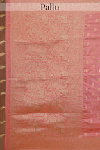 Flamingo Pink Woven Butti Saree in Muga Silk with Elephant and Peacock Motifs - pink silk saree