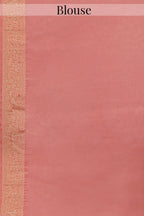 Flamingo Pink Woven Butti Saree in Muga Silk with Elephant and Peacock Motifs - pink silk saree