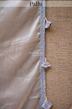 Dusty Peach Saree in Net with Embellished Cutdana and Sequins Border - peach net saree
