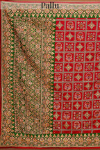 Maroon Traditional Gharchola Saree in Silk with All Over Embroidery - maroon silk saree embroidery