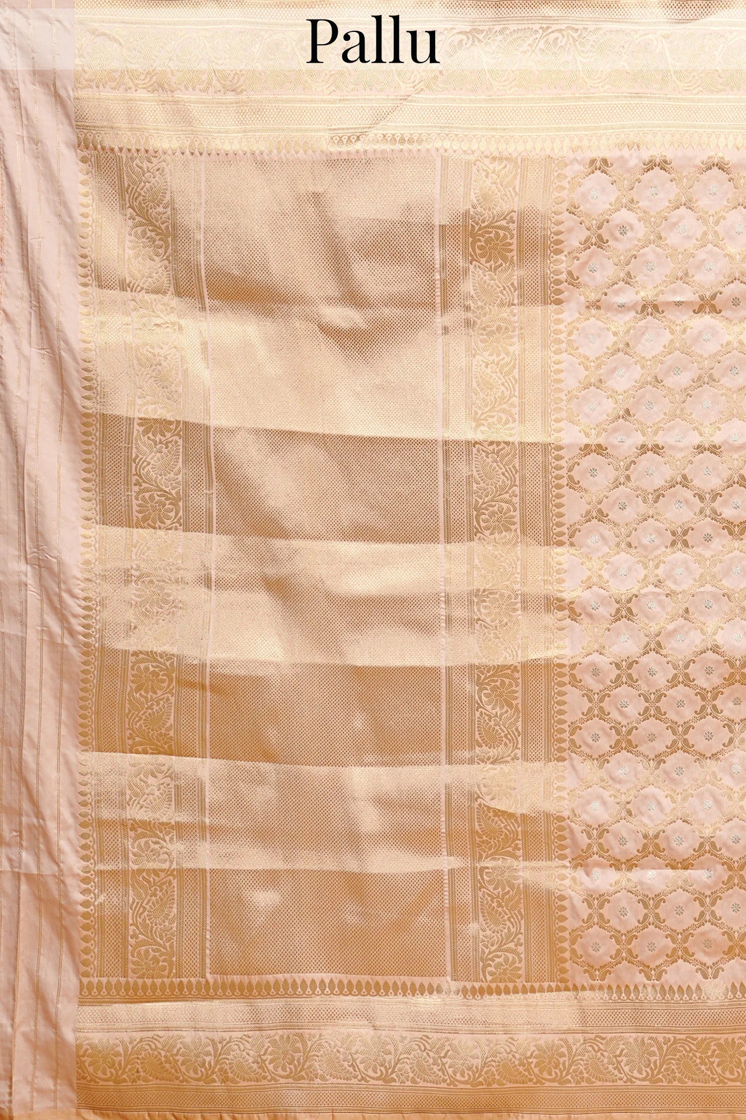 Peach Woven Moroccan Jaal Traditional Saree in Silk