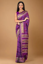 Violet Purple Traditional Patola Woven Saree in Silk - purple silk saree patola