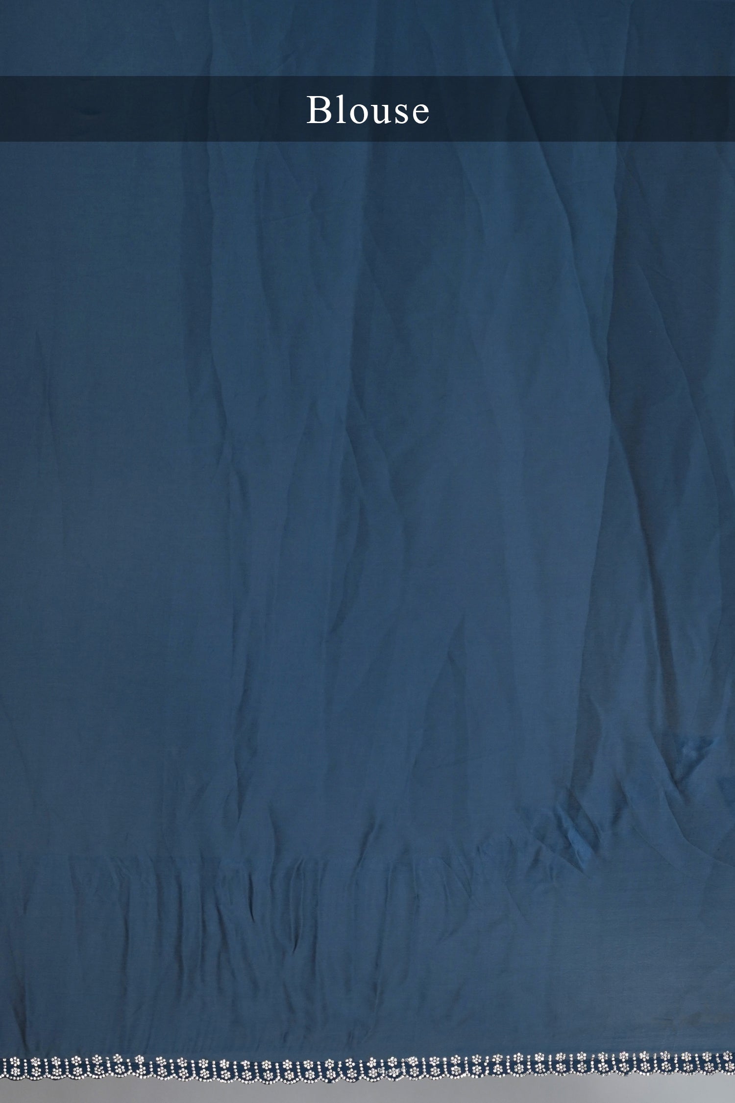 Prussian Blue Satin Georgette Diamond Worked Saree