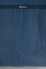 Prussian Blue Satin Georgette Diamond Worked Saree