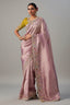 Dusty Pink Moroccan Jaal Woven Saree in Banarasi Kanchipuram Silk with Embroidery Butti Work On Border - pink silk saree embr