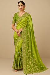 Green Ombre Tissue Woven Saree with Embroidery