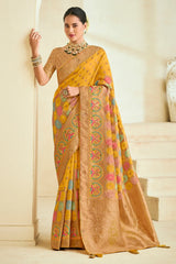 Yellow Silk Woven Traditional Saree