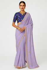 Light Purple Glass Tissue Sequin Embroidered Work Saree