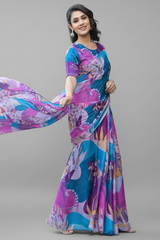 Georgette Printed Readymade Gown Style Saree