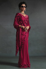 Two Toned Satin Silk Swarovski Worked Saree
