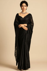 Two Toned Satin Silk Swarovski Worked Saree