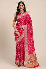 Tissue Silk Traditional Zari Woven Butta Saree with Beaded Work Border