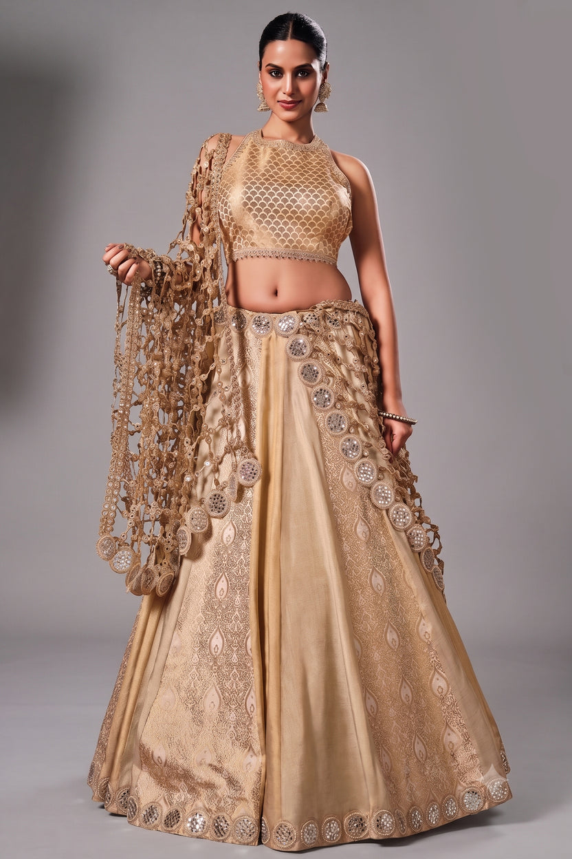 Ivory Tissue Silk Lehenga