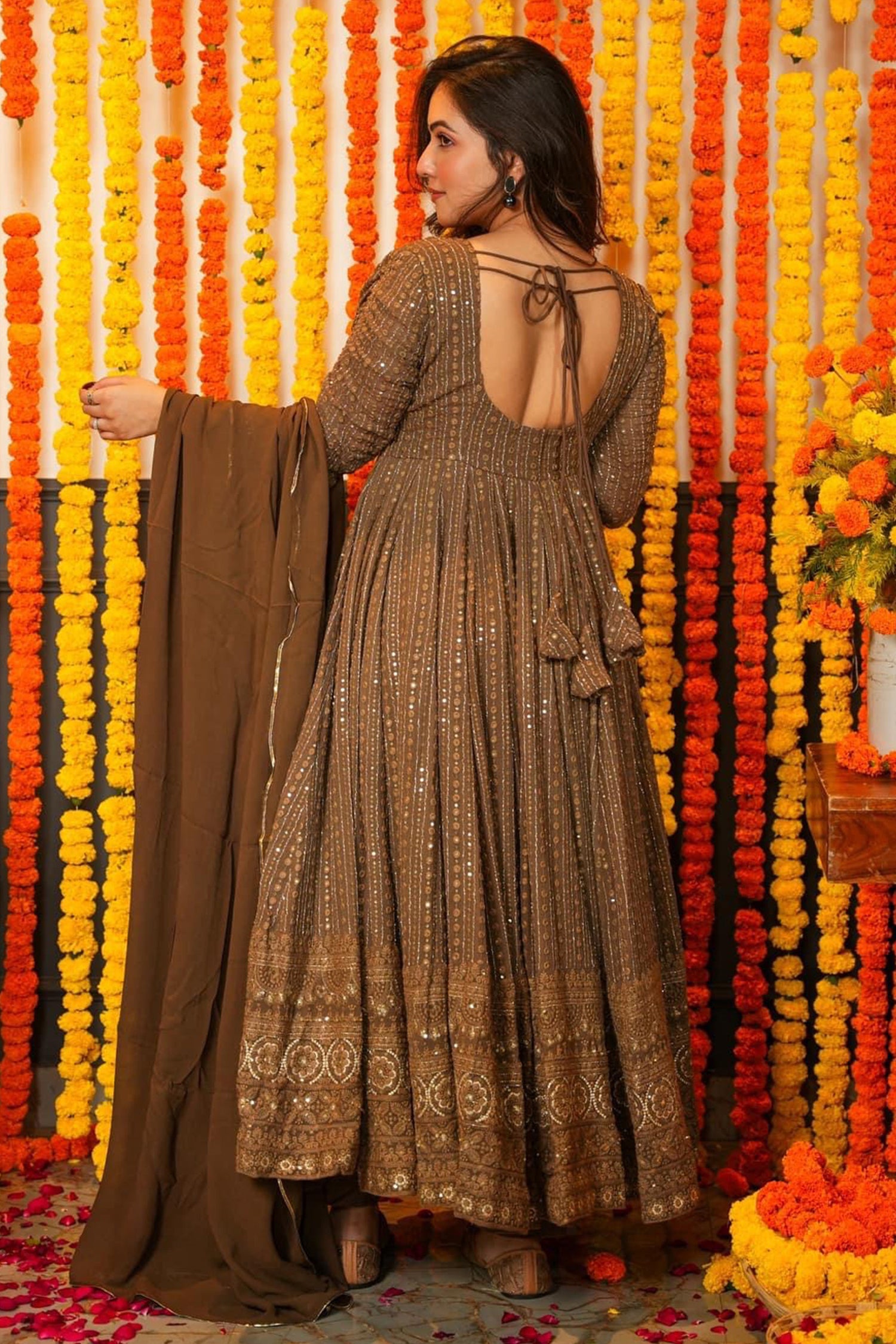 Georgette Sequin Embroidered Anarkali Suit