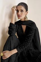 Georgette Peplum Palazzo Suit with Handworked Bodice