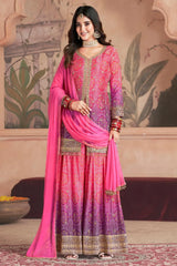 Chinon Printed Palazzo Suit with Mirror Embroidery